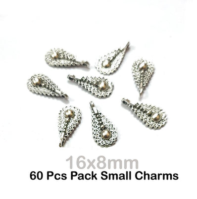 60 PIECES PACK' 16x8mm SIZE JEWELLERY MAKING ADORNMENTS METAL OXIDISED CHARMS