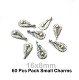 60 PIECES PACK' 16x8mm SIZE JEWELLERY MAKING ADORNMENTS METAL OXIDISED CHARMS