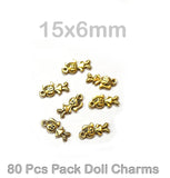 80 PIECES PACK Doll' 15x6mm SIZE JEWELLERY MAKING ADORNMENTS METAL OXIDISED CHARMS