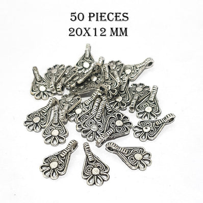 50 Pieces Pack' Silver Oxidised Charms 20x12 mm