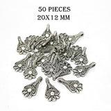 50 Pieces Pack' Silver Oxidised Charms 20x12 mm
