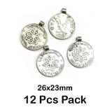 12 Pcs Pack, Oxidized Plated 26x23mm Coin Charms Pendant for Jewelry