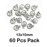 60 Pcs Pack, Oxidized Plated 13x10mm Coin Charms Pendant for Jewelry