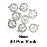 40 Pcs Pack, Oxidized Plated 16mm Coin Charms Pendant for Jewelry
