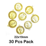 30 Pcs Pack, Oxidized Plated 22x19mm Coin Charms Pendant for Jewelry