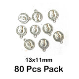 80 Pcs Pack, Oxidized Plated 13x11mm Coin Charms Pendant for Jewelry