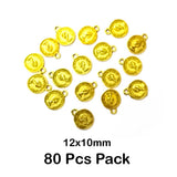 80 Pcs Pack, Oxidized Plated 12x10mm Coin Charms Pendant for Jewelry