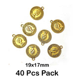 40 Pcs Pack, Oxidized Plated 19x17mm Coin Charms Pendant for Jewelry