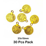 30 Pcs Pack, Oxidized Plated 23x18mm Coin Charms Pendant for Jewelry