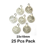 25 Pcs Pack, Oxidized Plated 23x18mm Coin Charms Pendant for Jewelry