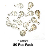 80 Pcs Pack, Oxidized Plated 15x9mm Coin Charms Pendant for Jewelry