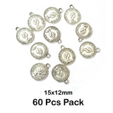 60 Pcs Pack, Oxidized Plated 15x12mm Coin Charms Pendant for Jewelry