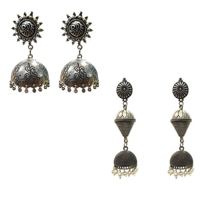 Combo Pack Of 2 Pairs Of Earrings, Gold, Silver Hot and Bold TrendsTops Earring for Girls & Women