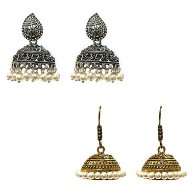 Combo Pack Of 2 Pairs Of Earrings, Gold, Silver Hot and Bold TrendsTops Earring for Girls & Women