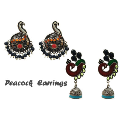 Combo Pack Of 2 Pairs Of Earrings, Gold, Silver Hot and Bold TrendsTops Earring for Girls & Women