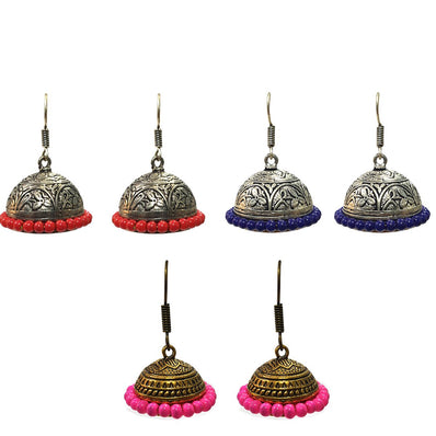 Combo Pack Of 3 Pairs Of Earrings, Gold, Silver Hot and Bold TrendsTops Earring for Girls & Women