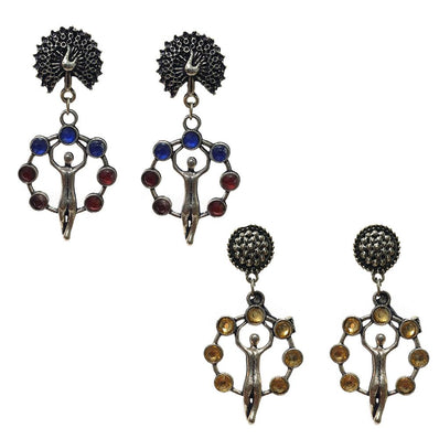 Combo Pack Of 2 Pairs Of Earrings, Gold, Silver Hot and Bold TrendsTops Earring for Girls & Women