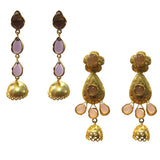 Combo Pack Of 2 Pairs Of Earrings, Gold, Silver Hot and Bold TrendsTops Earring for Girls & Women