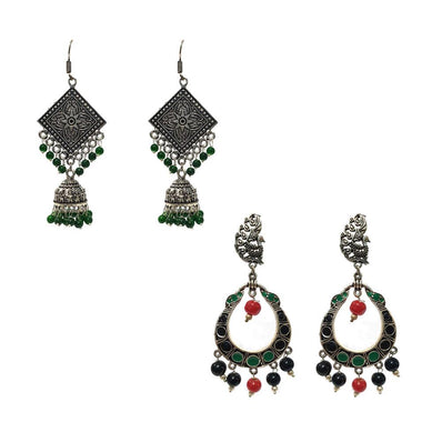 Combo Pack Of 2 Pairs Of Earrings, Gold, Silver Hot and Bold TrendsTops Earring for Girls & Women