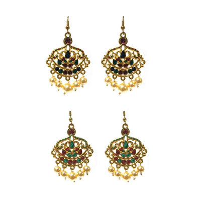 Combo Pack Of 2 Pairs Of Earrings, Gold, Silver Hot and Bold TrendsTops Earring for Girls & Women