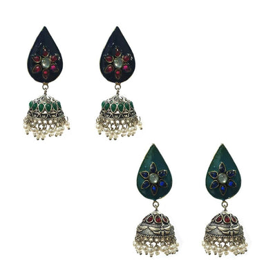 Combo Pack Of 2 Pairs Of Earrings, Gold, Silver Hot and Bold TrendsTops Earring for Girls & Women
