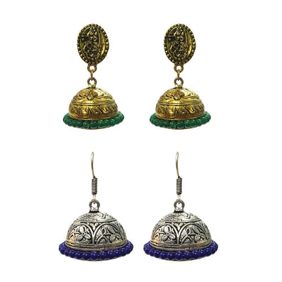 Combo Pack Of 2 Pairs Of Earrings, Gold, Silver Hot and Bold TrendsTops Earring for Girls & Women