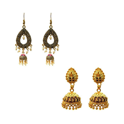 Combo Pack Of 2 Pairs Of Earrings, Gold, Silver Hot and Bold TrendsTops Earring for Girls & Women