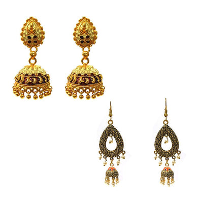 Combo Pack Of 2 Pairs Of Earrings, Gold, Silver Hot and Bold TrendsTops Earring for Girls & Women