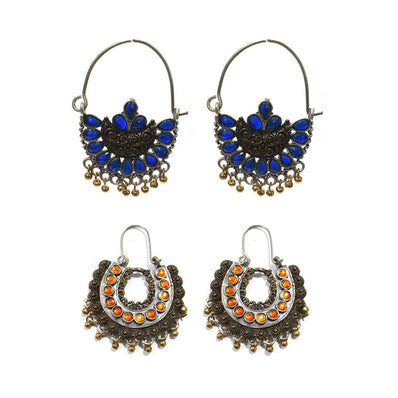 Combo Pack Of 2 Pairs Of Earrings, Gold, Silver Hot and Bold TrendsTops Earring for Girls & Women