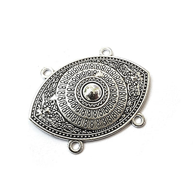 5 PIECES PACK'SILVER POLISHED' 42X28 MM APPROX SIZE' EVIL EYE CONNECTOR FINDINGS USED IN DIY JEWELLERY MAKING