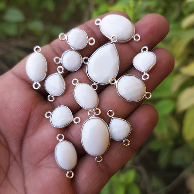 REAL WHITE ONYX STONE JEWELLERY CONNECTOR FINDINGS' 11 MM TO 26 MM SIZE SOLD BY 5 PIECES PACK
