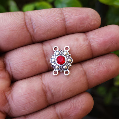 10 PIECES PACK' APPROX SIZE 15X12 MM SILVER OXIDIZED STONE CONNECTOR FINDINGS USED IN DIY JEWELLERY MAKING