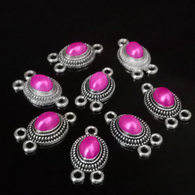 10x20 MM' 10 PIECES PACK' SILVER OXIDISED STONED CONNECTORS