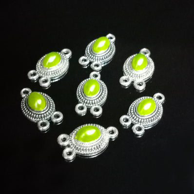 10x20 MM' 10 PIECES PACK' SILVER OXIDISED STONED CONNECTORS