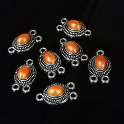 10X20 MM' 10 PIECES PACK' SILVER OXIDISED STONED CONNECTORS