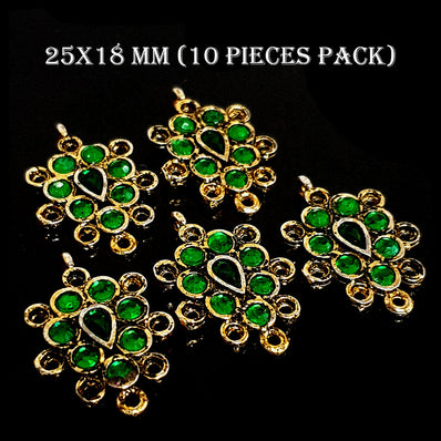 25x18 MM' 10 PIECES PACK' GOLD OXIDISED STONED CONNECTORS