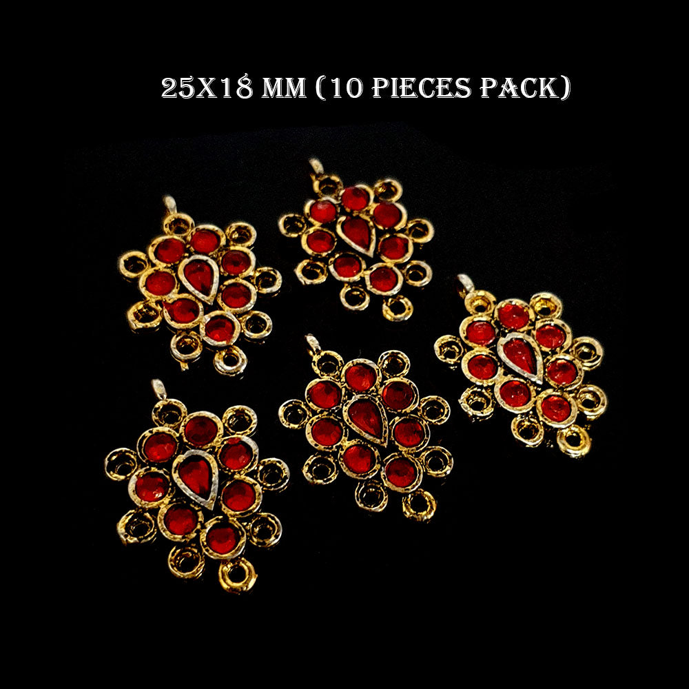 25X18 MM' 10 PIECES PACK' GOLD OXIDISED STONED CONNECTORS