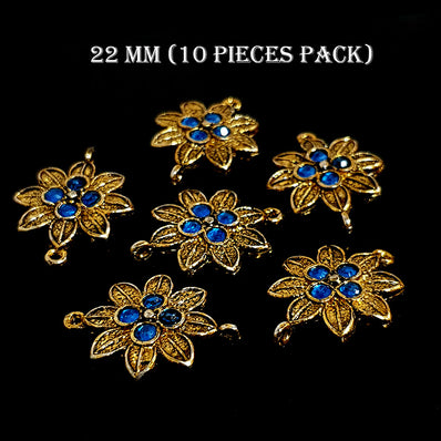 22 MM' 10 PIECES PACK' GOLD OXIDISED STONED CONNECTORS