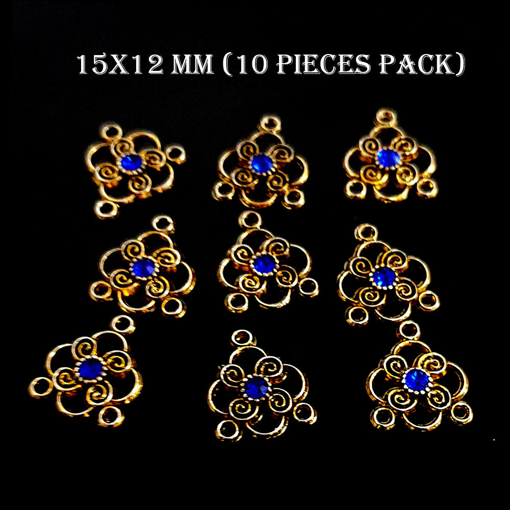 15X12 MM' 10 PIECES PACK' GOLD OXIDISED STONED CONNECTORS