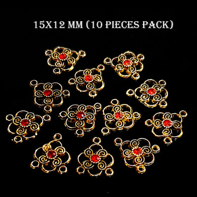 15X12 MM' 10 PIECES PACK' GOLD OXIDISED STONED CONNECTORS