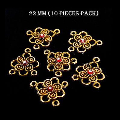 22 MM' 10 PIECES PACK' GOLD OXIDISED STONED CONNECTORS