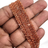 3 PIECES CUTTING PACK OF 70-75 CM LONG COPPER PLATED' CHAIN' SIZE ABOUT- 2-3 MM