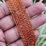 3 PIECES CUTTING PACK OF 70-75 CM LONG COPPER PLATED' CHAIN' SIZE ABOUT- 2-3 MM