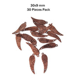 30 Pcs Pack, Angel charms Leaf COPPER Antique COLLECTION' 30 PIECES PACK' 30x9 MM CHARMS