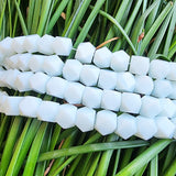 MILKY WHITE OPAQUE' HELIX CUT' SUPER FINE FINISH HIGH QUALITY CZECHOSLOVAKIAN (CZECH REP.) CRYSTAL GLASS BEADS SOLD BY PER LINE PACK