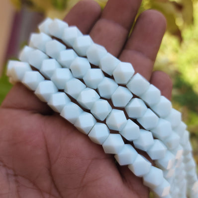 MILKY WHITE OPAQUE' HELIX CUT' SUPER FINE FINISH HIGH QUALITY CZECHOSLOVAKIAN (CZECH REP.) CRYSTAL GLASS BEADS SOLD BY PER LINE PACK