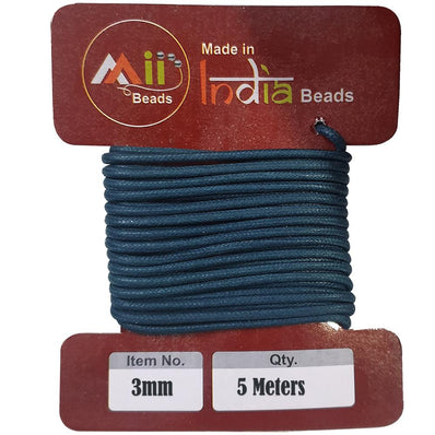 5 Meters Pack 3mm Round Cotton wax threads cords rope for jewellery making