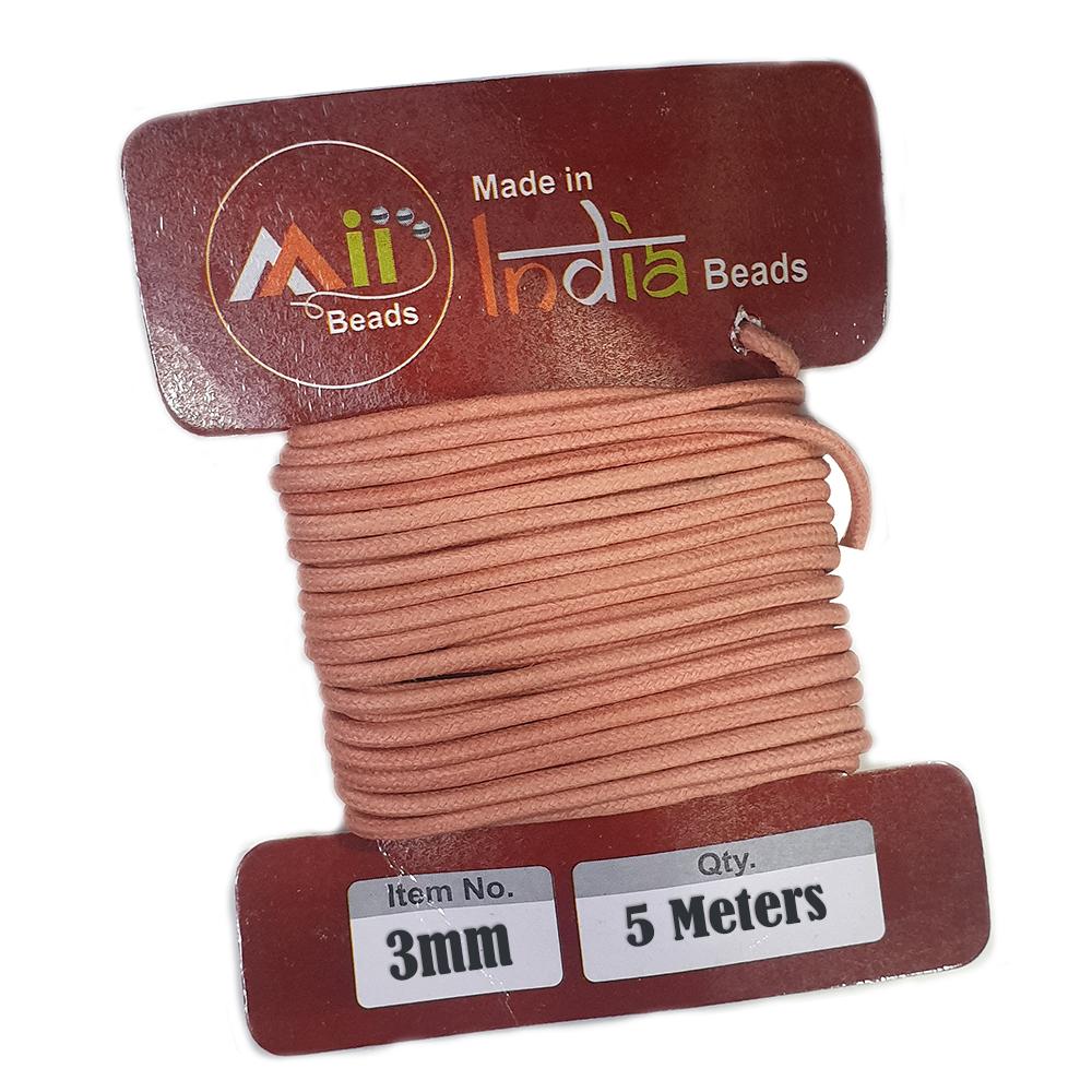 5 Meters Pack 3mm Round Cotton wax threads cords rope for jewellery making