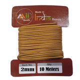 10 Meters 2mm Round Dark Beige Cotton Wax dori cords thread rope for jewellery Making