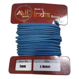 5 Meters 3mm Round Blue Cotton Wax dori cords thread rope for jewellery Making